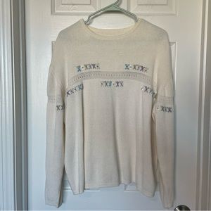 Cream White Coquette Sweater Bow Ribbon Details